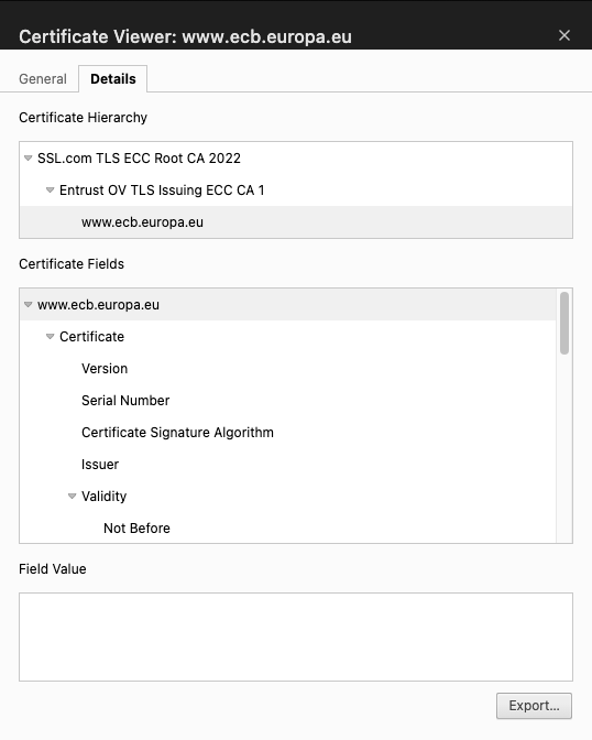 Certificate details